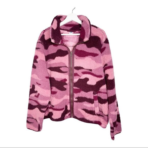 OLD NAVY Pink Camo Teddy Jacket  - Picture 1 of 7
